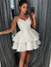 Bridelily A-Line Satin With Ruffles Spaghetti Straps Sleeveless Short/Mini Dresses - Prom Dresses