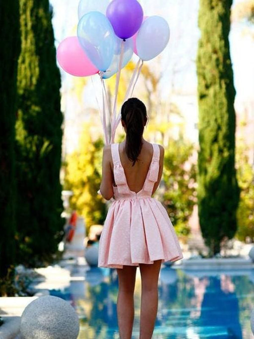 Bridelily A-Line Sleeveless Halter Satin With Lace Short/Mini Dresses - Prom Dresses