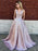 Bridelily A-Line Sleeveless V-Neck Sweep/Brush Train Sequins Dresses - Prom Dresses