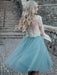 Bridelily A-Line Tulle Scoop Long Sleeves Short/Mini With Lace Dresses - Prom Dresses