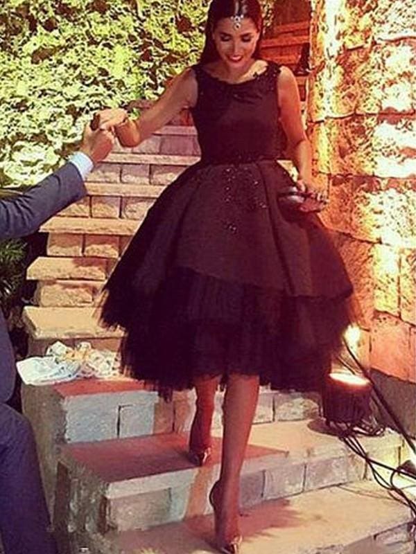 Bridelily A-Line Tulle Scoop Sleeveless Short/Mini With Layers Dresses - Prom Dresses
