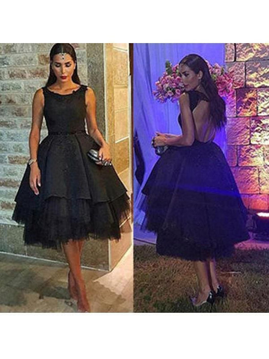 Bridelily A-Line Tulle Scoop Sleeveless Short/Mini With Layers Dresses - Prom Dresses