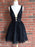 Bridelily A-Line V-Neck Lace Sleeveless Short/Mini Dresses - Prom Dresses