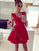 Bridelily A-Line V-neck Satin With Ruffles Sleeveless Short/Mini Dresses - Prom Dresses