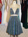 Bridelily A-Line V-neck Sequins With Beading Sleeveless Short/Mini Dresses - Prom Dresses