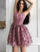 Bridelily A-Line V-Neck Sleeveless Organza With Ruched Short/Mini Dresses - Prom Dresses