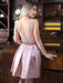Bridelily A-Line V-neck Sleeveless Satin With Applique Short/Mini Dresses - Prom Dresses