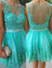 Bridelily A-Line With Applique Scoop Tulle Sleeveless Short/Mini Dresses - Prom Dresses