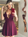 Bridelily A-Line With Ruched V-neck Sleeveless Satin Short/Mini Dresses - Prom Dresses