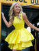 Bridelily A-Line With Ruffles Scoop Satin Sleeveless Short/Mini Dresses - Prom Dresses