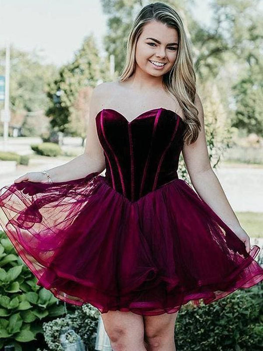 Bridelily A-Line With Ruffles Sweetheart Organza Sleeveless Short/Mini Dresses - Prom Dresses