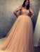 Bridelily Ball Gown Short Sleeves Scoop Sweep/Brush Train With Applique Tulle Dresses - Prom Dresses