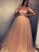 Bridelily Ball Gown Short Sleeves Scoop Sweep/Brush Train With Applique Tulle Dresses - Prom Dresses