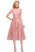 Bridelily Burgundy Short Sleeves Flower Lace V-neck Dresses with Sash - Dusty Pink / S - lace dresses