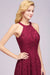Bridelily Halter Sheath Asymmetrical Burgundy Lace Dresses - lace dresses