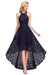 Bridelily Halter Sheath Asymmetrical Burgundy Lace Dresses - Navy Blue / S - lace dresses