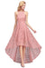 Bridelily Halter Sheath Asymmetrical Burgundy Lace Dresses - Dusty Pink / S - lace dresses