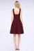 Bridelily Elegant Lace V-Neck Short Burgundy Chiffon Bridesmaid Dress with Ruffle