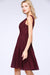 Bridelily Elegant Lace V-Neck Short Burgundy Chiffon Bridesmaid Dress with Ruffle