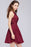 Bridelily Lovely Lace Short Burgundy Bridesmaid Dress with Appliques