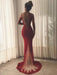 A| Bridelily Mermaid Sleeveless V-Neck Sweep Train Lace Tulle Dresses - Prom Dresses