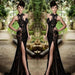 Bridelily Sexy Black Prom Dress| 2019 Mermaid Evening Dress With Slit - Prom Dresses