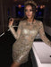 Bridelily Sheath Long Sleeves Scoop Sequins With Beading Short/Mini Dresses - Prom Dresses