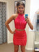 Bridelily Sheath Sleeveless Halter Sequin With Beading Short/Mini Two Piece Dresses - Prom Dresses