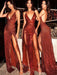 Bridelily Sheath Sleeveless V-Neck Sweep/Brush Train Sequins Dresses - Prom Dresses