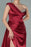 Burgundy Elegant One-Shoulder V-Neck Mermaid Prom Dress with Split and Sequins