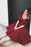 Burgundy Lace V-neck Homecoming Dress Half Sleeve V Neck Short Prom Dresses - Prom Dresses