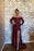 Burgundy Long Sleeve Sequined Mermaid Evening Dress with Split