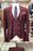 Rudolf Burgundy Notched Lapel Three Pieces Bespoke Plaid Business Suits