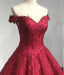 Burgundy Off the Shoulder Puffy Prom Lace Wedding Dresses Quinceanera Dress - Prom Dresses
