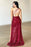 Burgundy One-Shoulder Backless Mermaid Evening Dress with Split