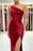 Burgundy One-Shoulder Long Mermaid Prom Dress