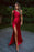 Burgundy One Shoulder Prom Dress Mermaid with Split