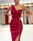 Burgundy One Shoulder Short Prom Dress