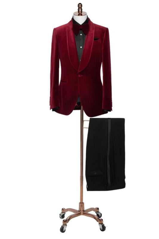 Armstrong Burgundy Shawl Lapel Two Pieces New Arrival Wedding Suits