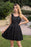 Burgundy Short Formal Gown Lace Applique V Neck Homecoming Dresses - Black / US 2 - Prom Dresses