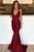 Burgundy Sleeveless Mermaid Prom Dress