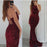 Burgundy Sleeveless Sequined Mermaid Prom Dress