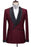 Addison Burgundy Slim Wedding Suits With Black Shawl Lapel