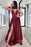 Burgundy Spaghetti-Straps Prom Dress with Slit