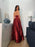 Burgundy Spaghetti-Straps Prom Dress with Slit