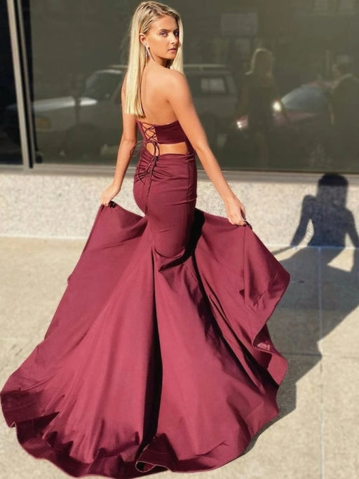 Burgundy Sweetheart Mermaid Prom Dress