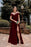 Burgundy Sweetheart Sequins Prom Dress with Front Split and Spaghetti-Straps