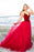 Burgundy Tulle V-Neck Prom Dress Velvet