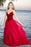 Burgundy Tulle V-Neck Prom Dress Velvet