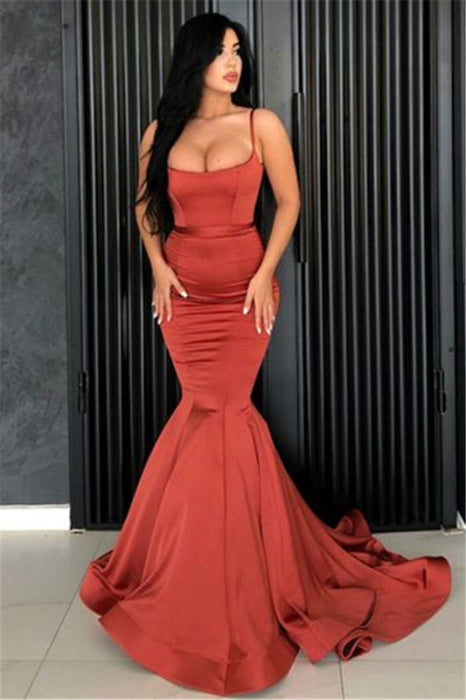 Burnt Orange Long Mermaid Prom Dress